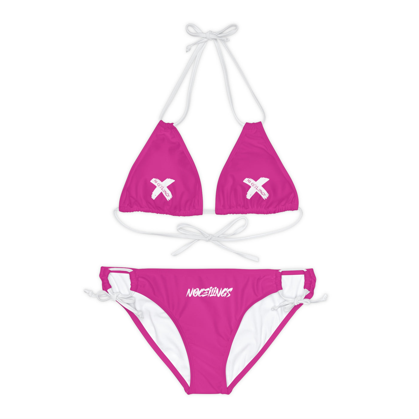 X Style Strappy Bikini Set IN Hot Pink - NoCeilingsClothing