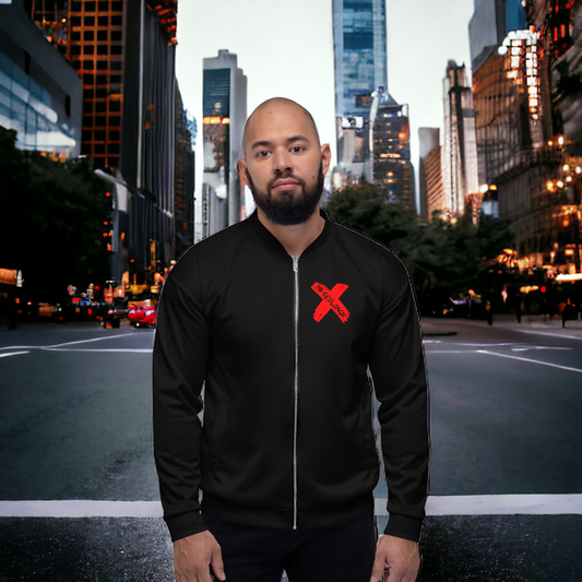 Blk/Red X Style Unisex Bomber Jacket