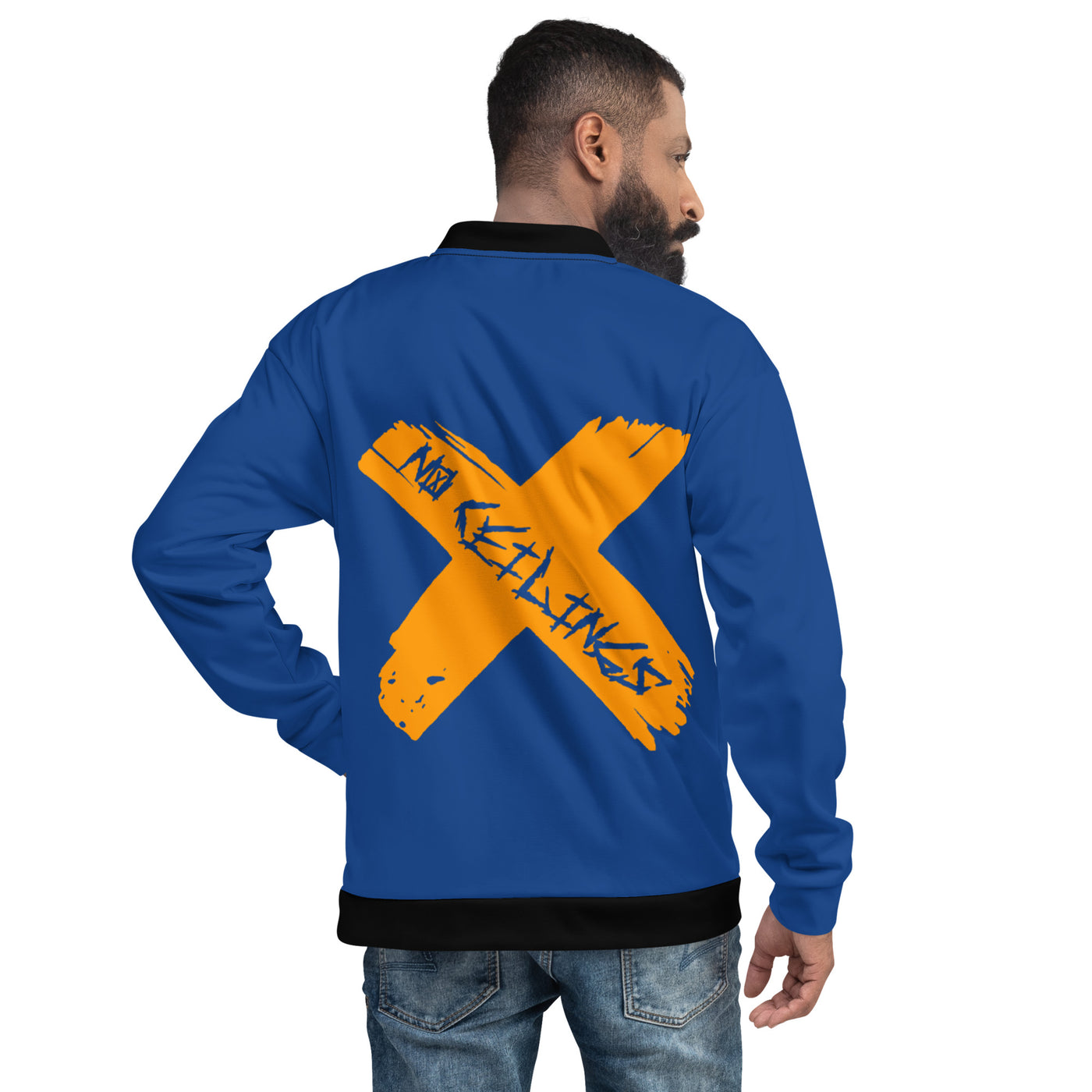 Blue/Orange Unisex Bomber Jacket