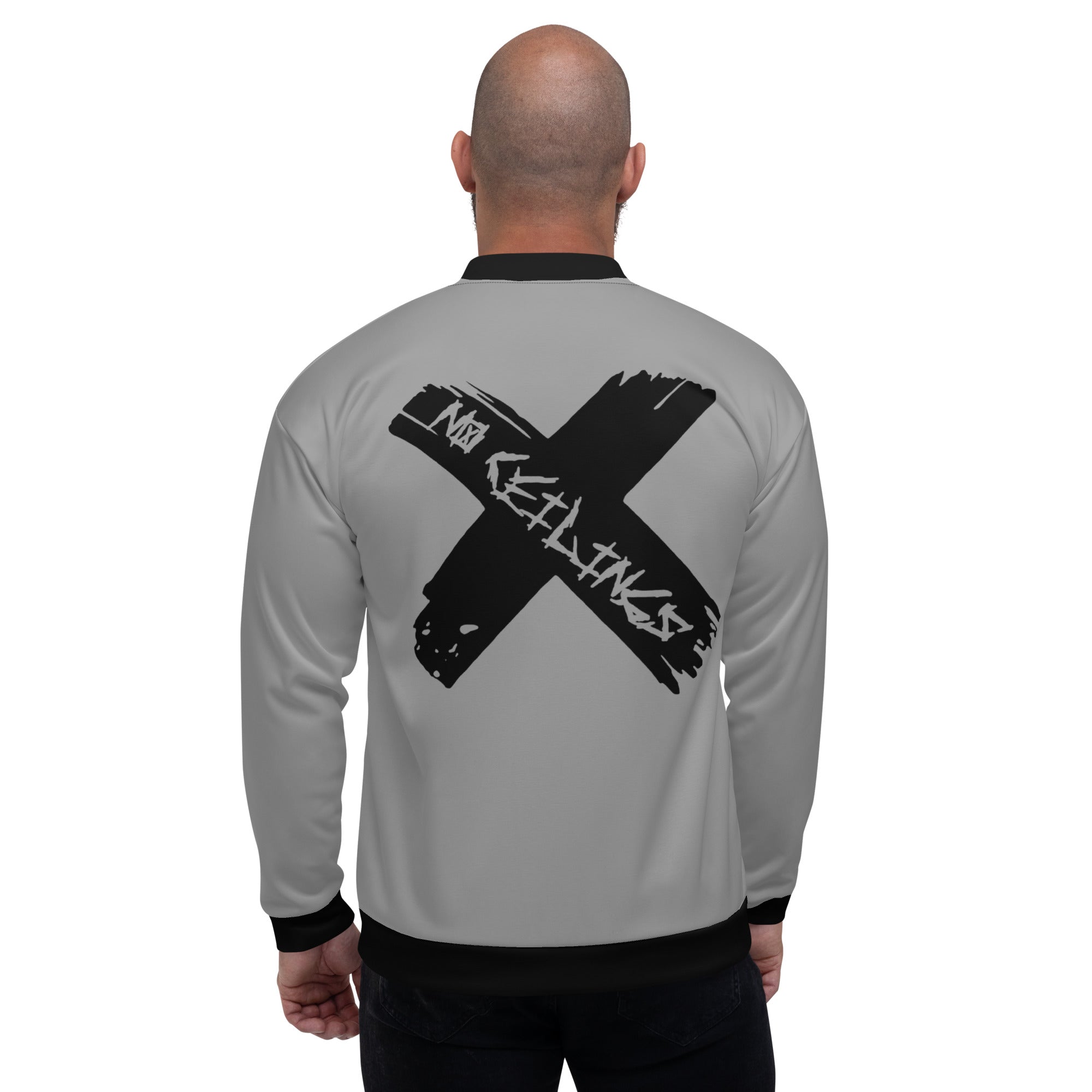 Silver/Black Unisex Bomber Jacket