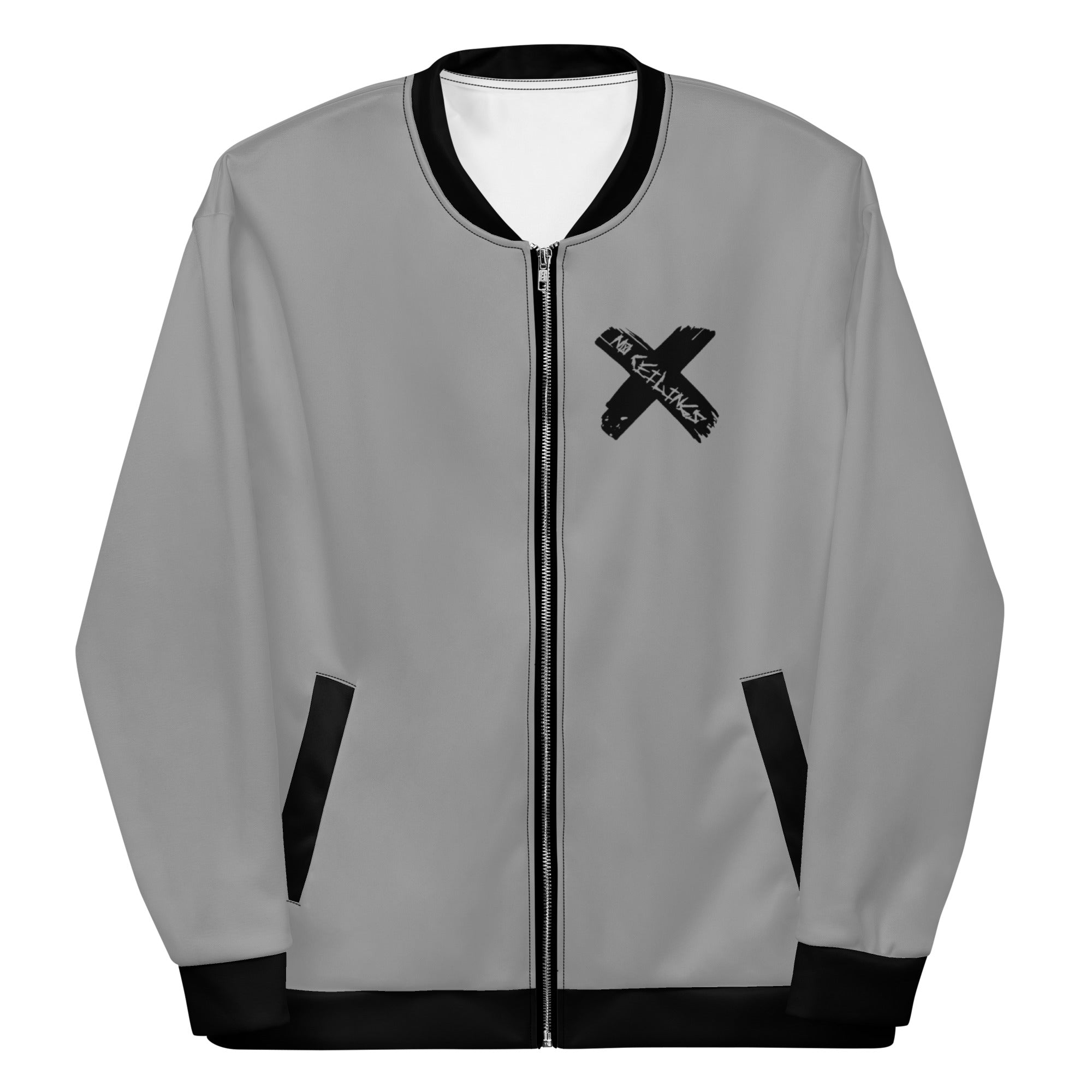 Silver/Black Unisex Bomber Jacket