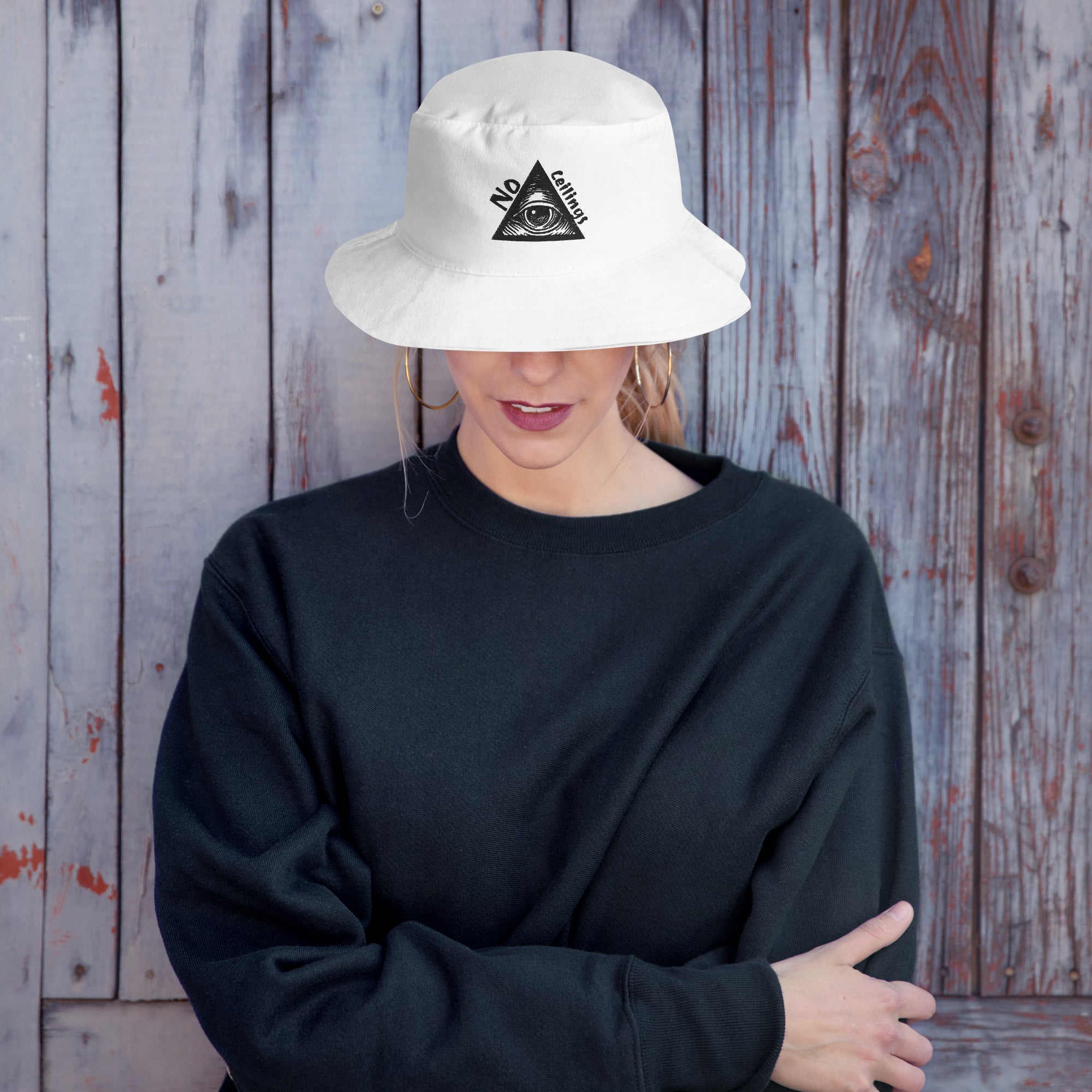 Pyramid Bucket Hat in White - NoCeilingsClothing