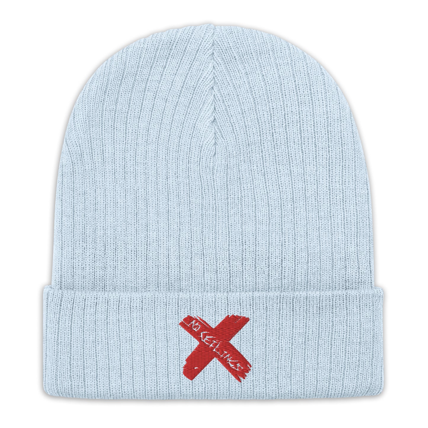 X style Embroidered Ribbed knit beanie
