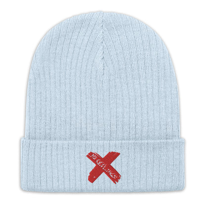 X style Embroidered Ribbed knit beanie