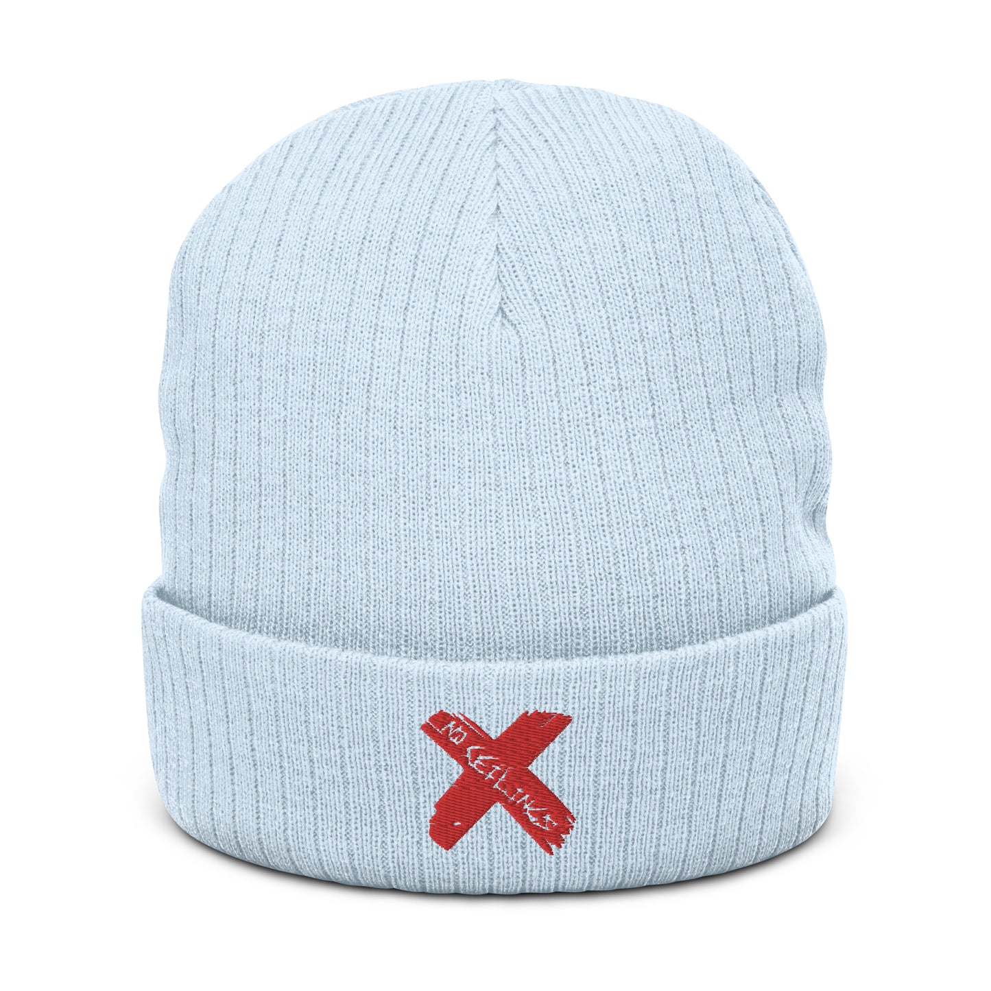 X style Embroidered Ribbed knit beanie