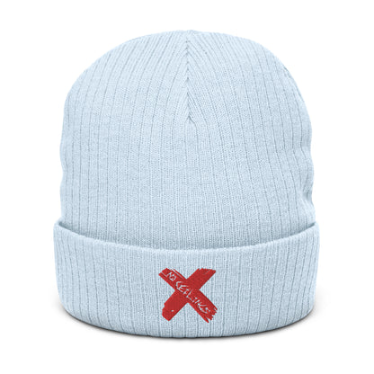 X style Embroidered Ribbed knit beanie