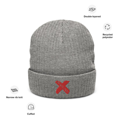 X style Embroidered Ribbed knit beanie