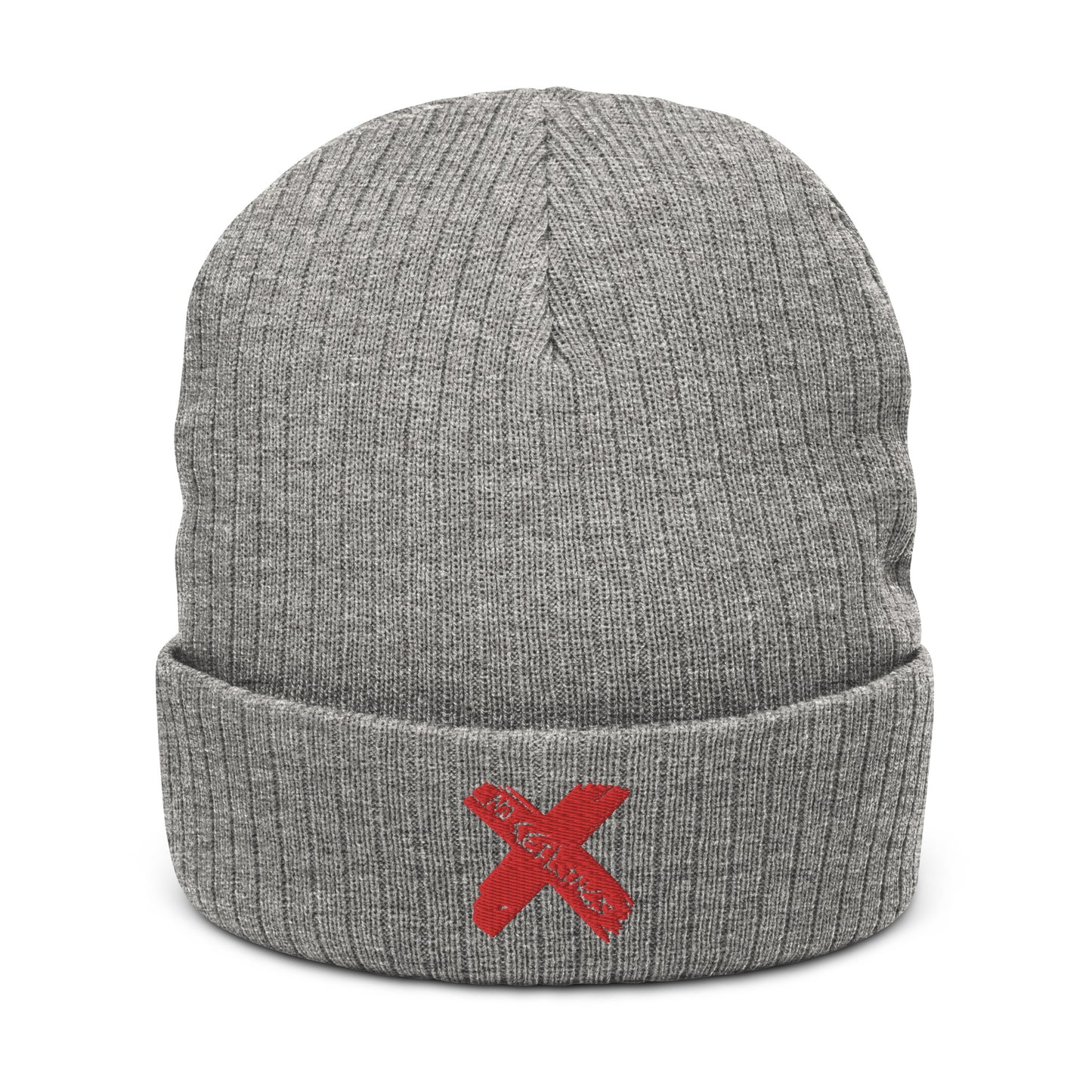 X style Embroidered Ribbed knit beanie