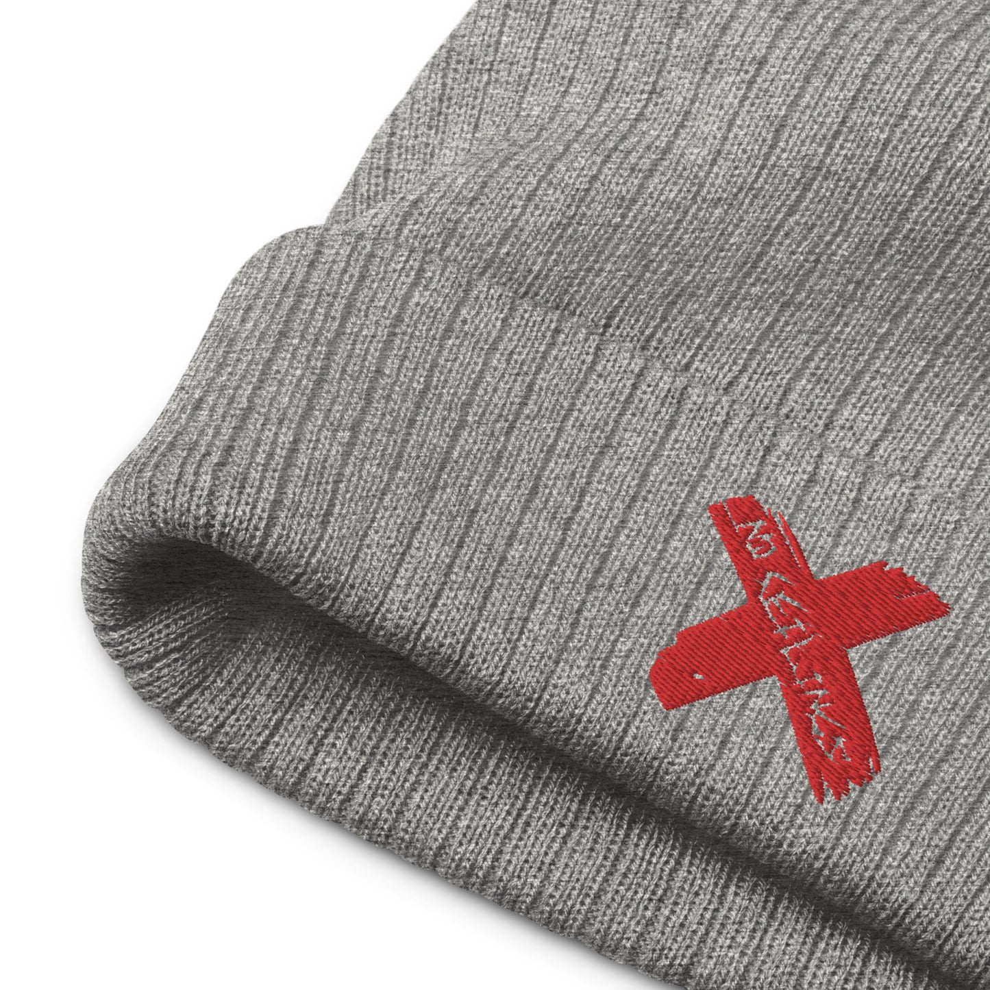 X style Embroidered Ribbed knit beanie