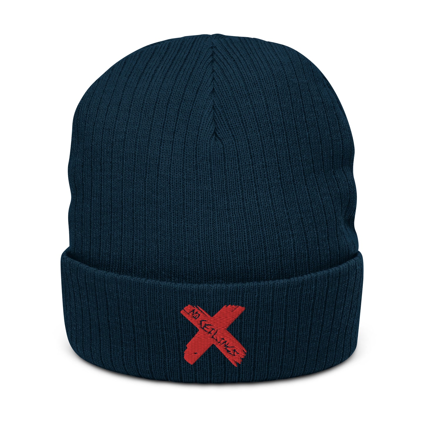 X style Embroidered Ribbed knit beanie