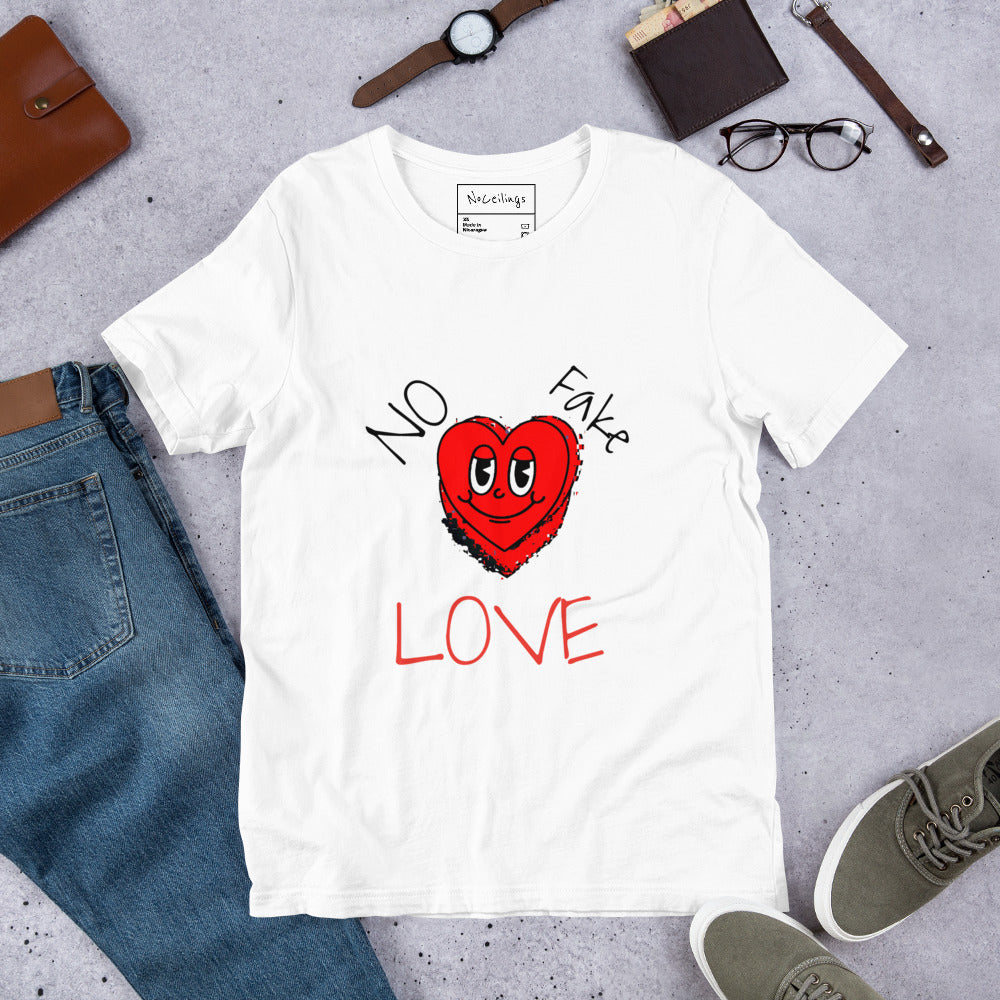 No Fake Love in white Unisex t-shirt