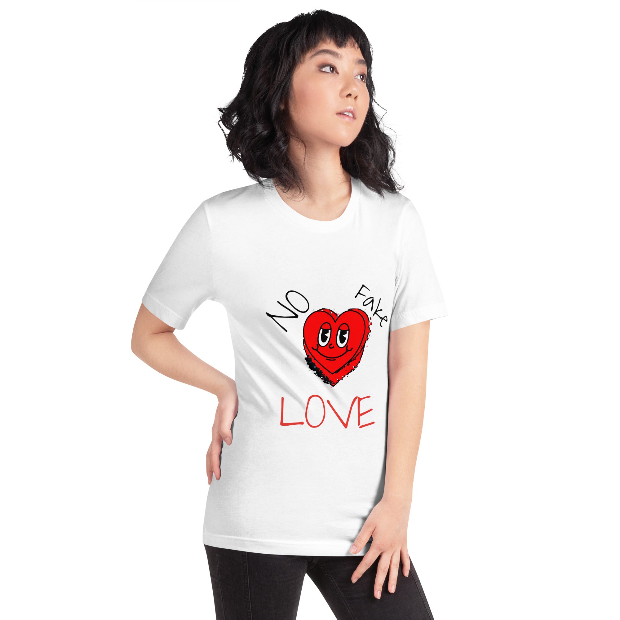 No Fake Love in white Unisex t-shirt