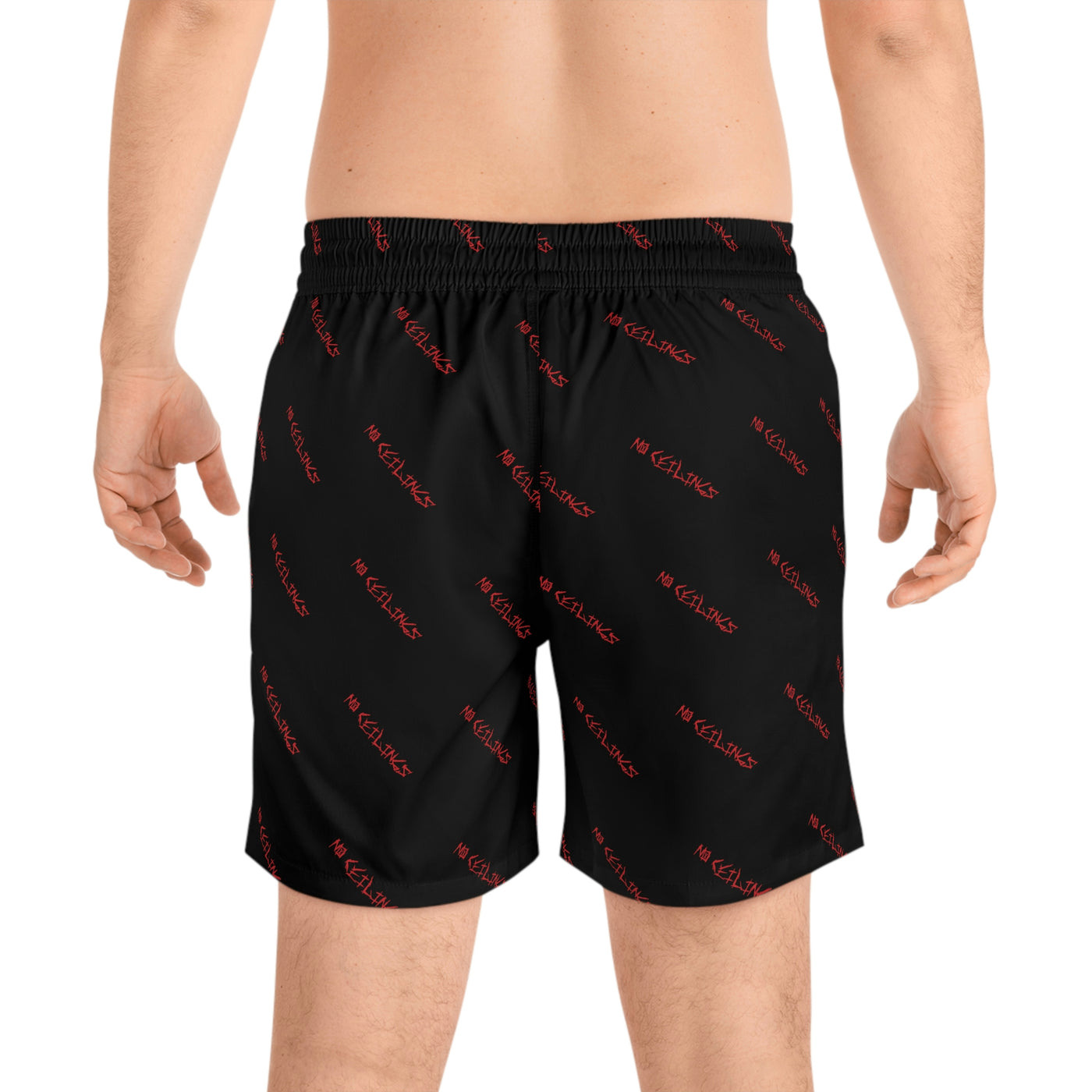 Noceilings in blk/red Men's Mid-Length Swim Shorts (AOP) - NoCeilingsClothing