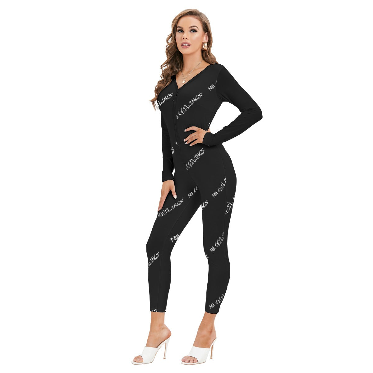 All-Over Print Women's Plunging Neck Jumpsuit