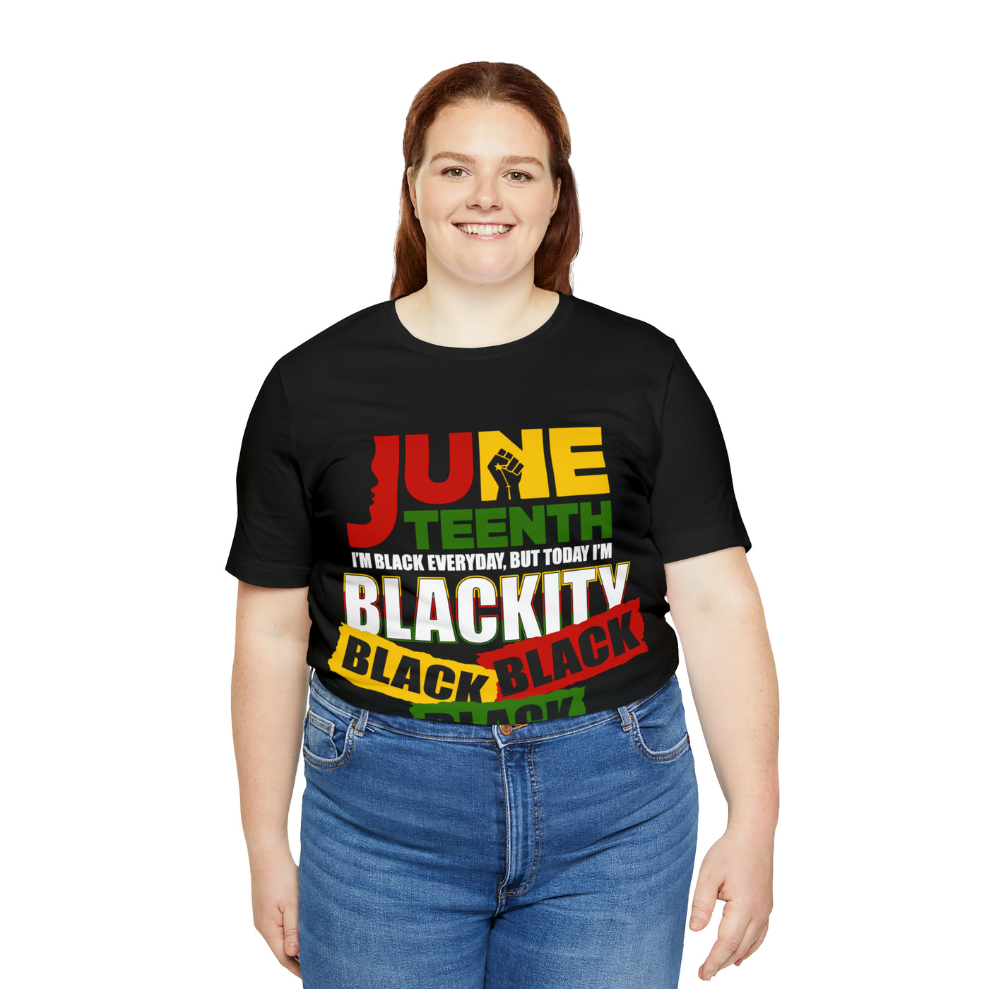 Juneteenth Black Black Jersey Short Sleeve Tee - NoCeilingsClothing