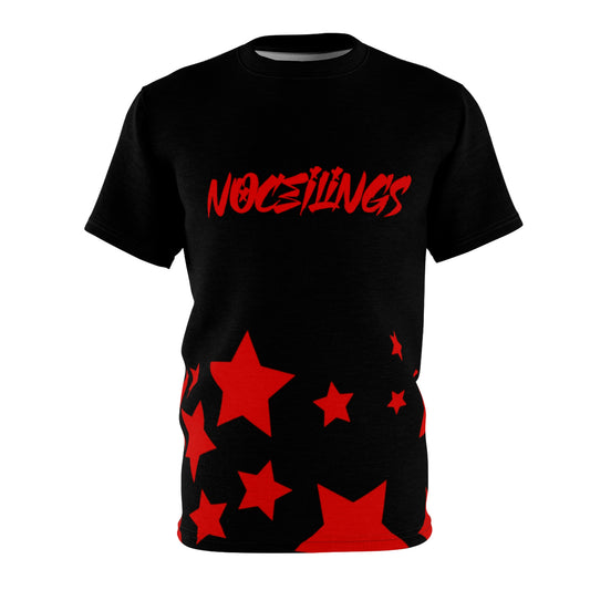 Stars in Blk/Red Unisex AOP Cut & Sew Tee - NoCeilingsClothing