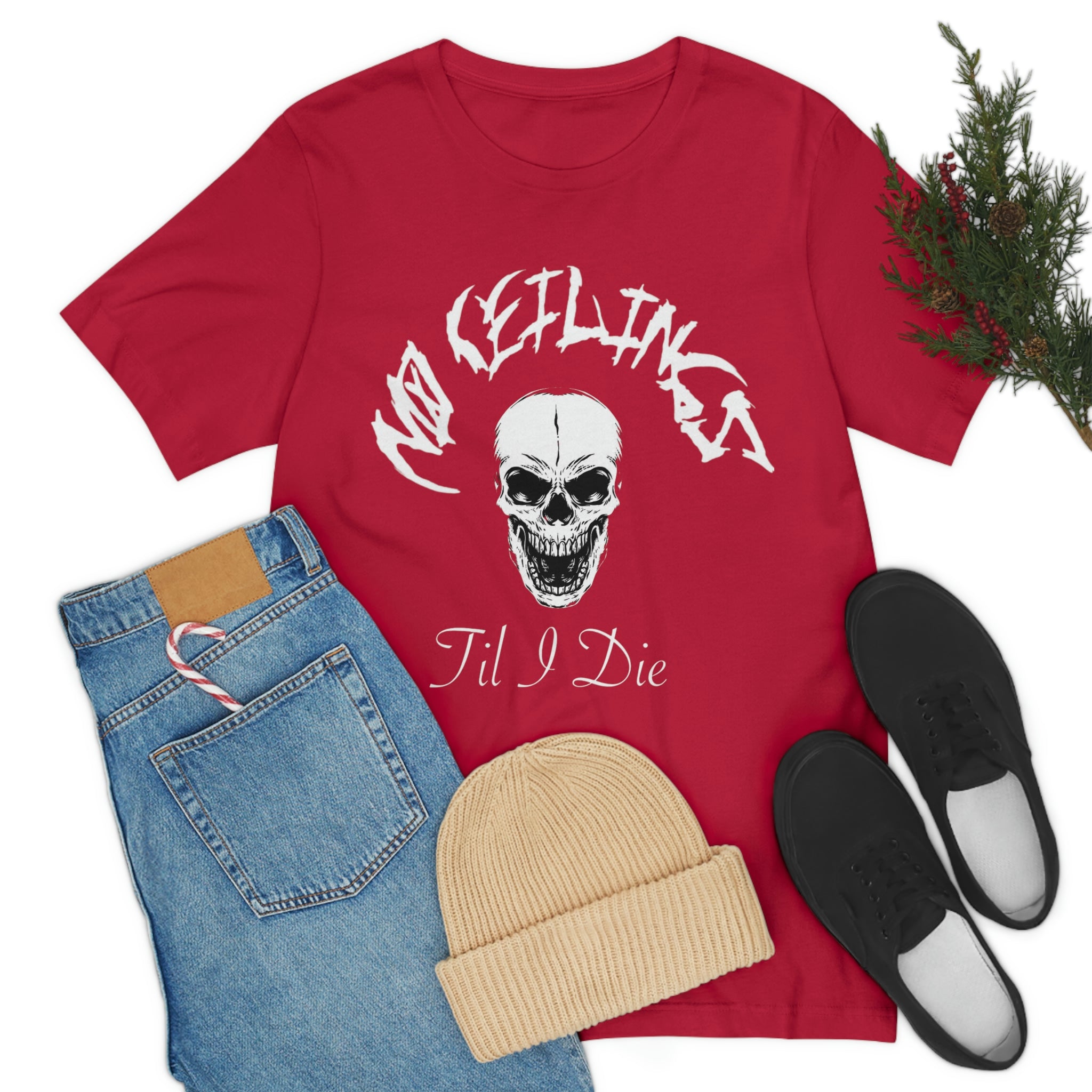 "Til I Die wht/blk or Red/Wht" Unisex Jersey Short Sleeve Tee - NoCeilingsClothing