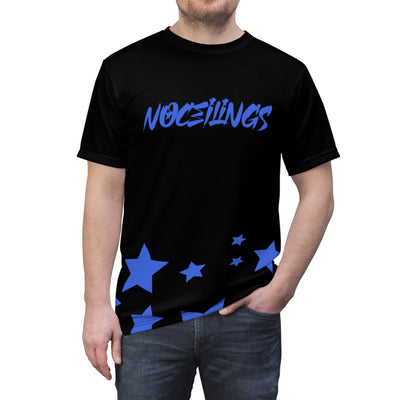Stars in Blk/Blue Unisex AOP Cut & Sew Tee - NoCeilingsClothing